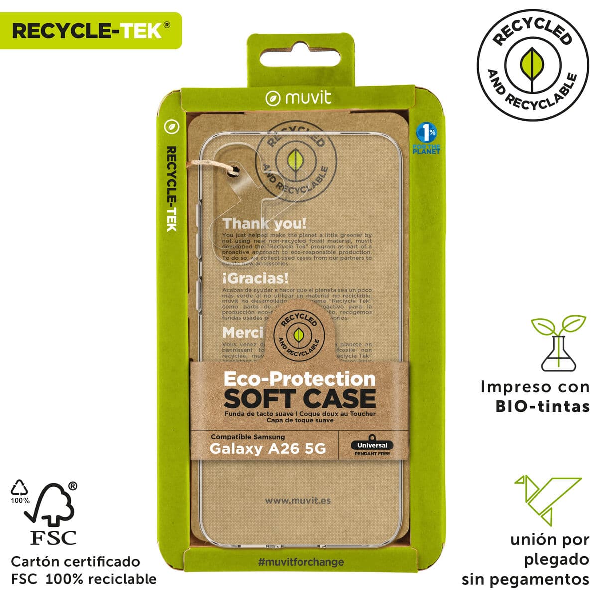 Protection pour téléphone portable Muvit for Change Galaxy A26 5G Transparent - Image 3