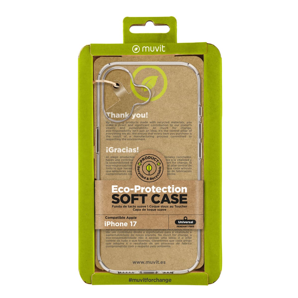 Mobilfodral Muvit for Change iPhone 17 Transparent