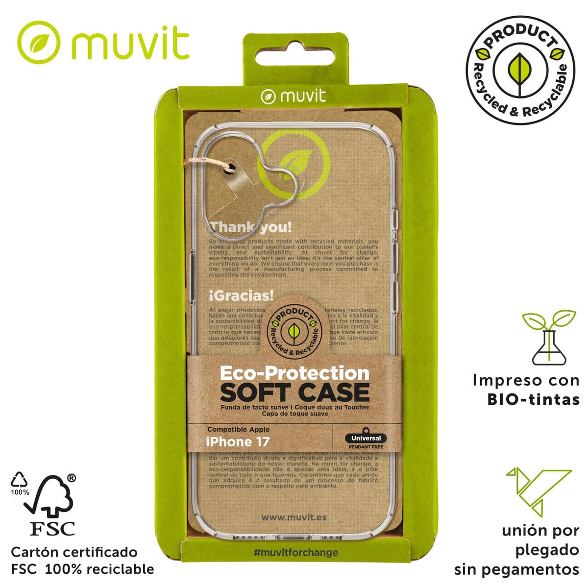 Custodia per Cellulare Muvit for Change iPhone 17 Trasparente - Image 3
