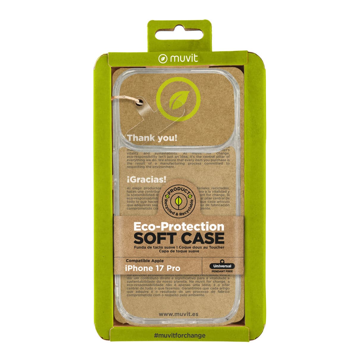 Mobilfodral Muvit for Change iPhone 17 Pro Transparent