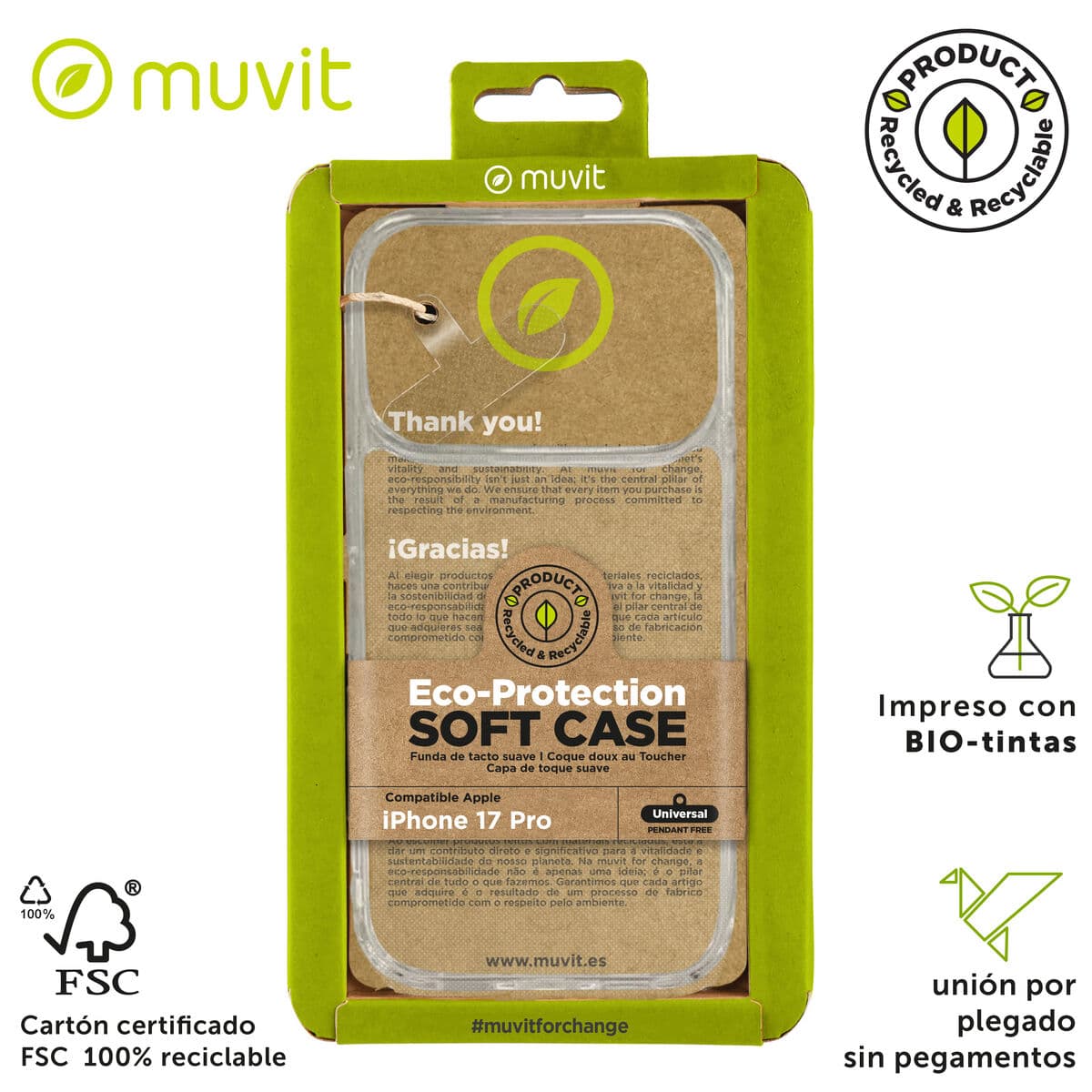 Custodia per Cellulare Muvit for Change iPhone 17 Pro Trasparente - Image 2
