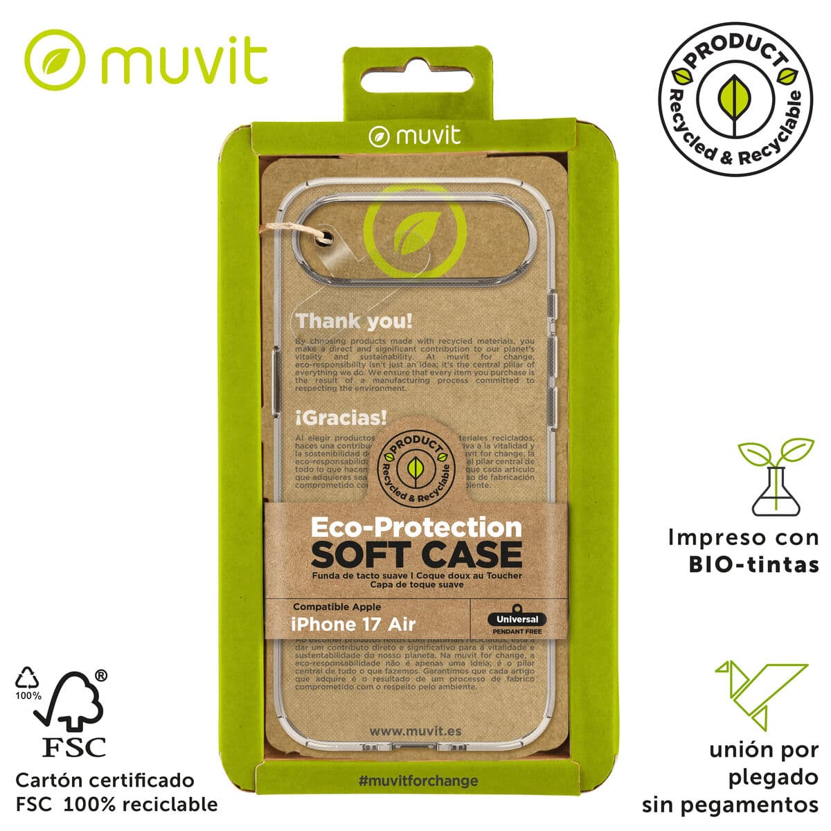 Mobilfodral Muvit for Change iPhone Air Transparent - Image 3