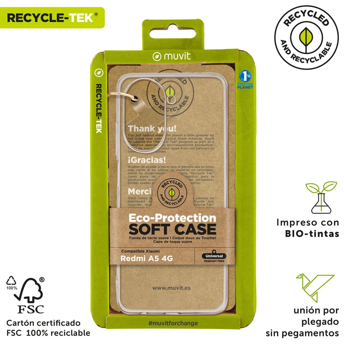 Mobilfodral Muvit for Change Xiaomi Redmi A5 4G Transparent - Image 3