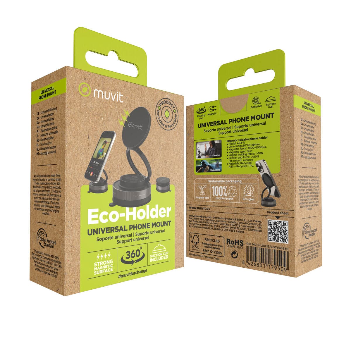 Universal Mobilhållare för Bilen Muvit MCCHL0035 Svart - Image 12