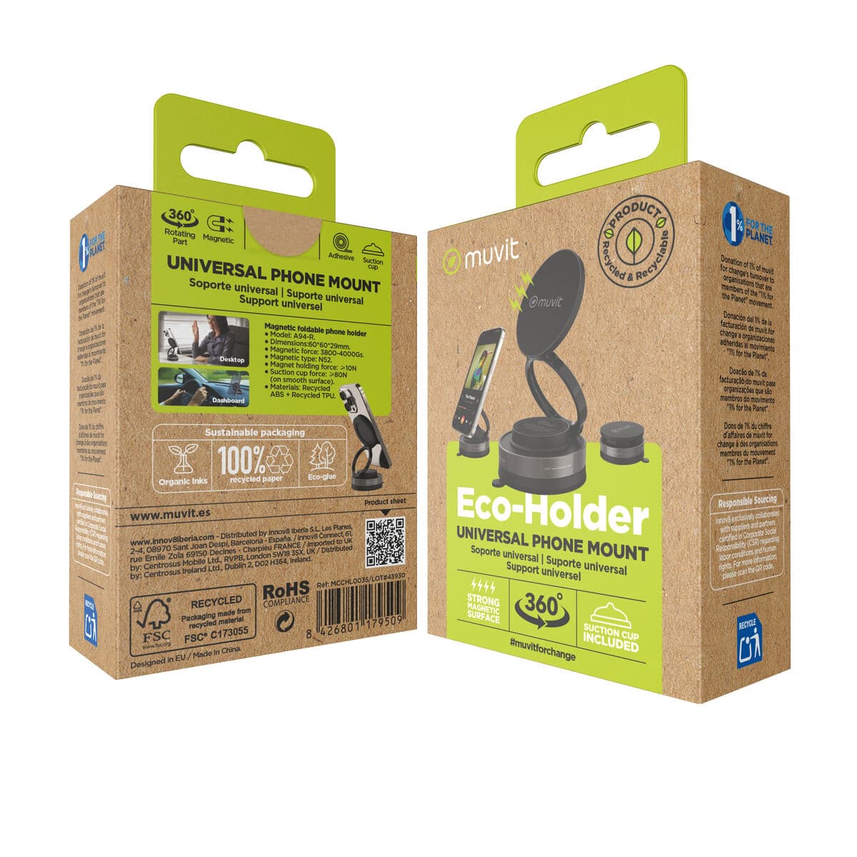 Universal Mobilhållare för Bilen Muvit MCCHL0035 Svart - Image 13