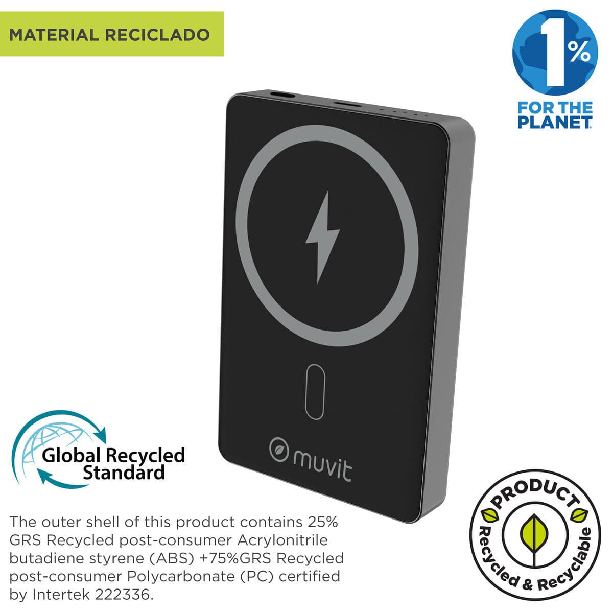 Powerbank Muvit for Change Nero Alluminio 10000 mAh - Image 3