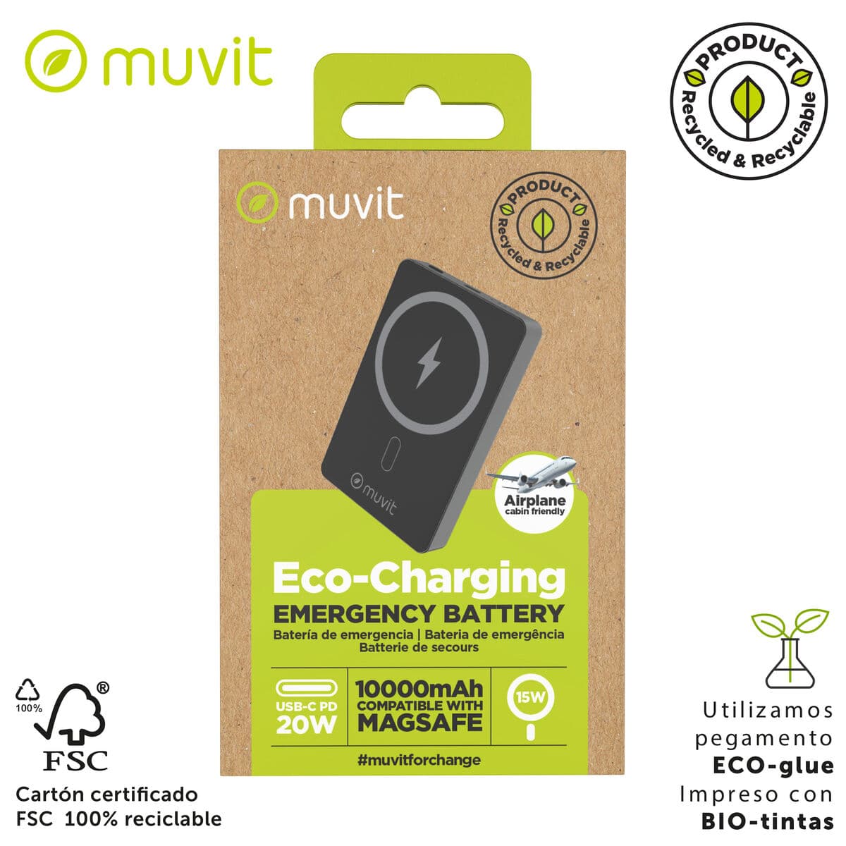 Powerbank Muvit for Change Nero Alluminio 10000 mAh - Image 5