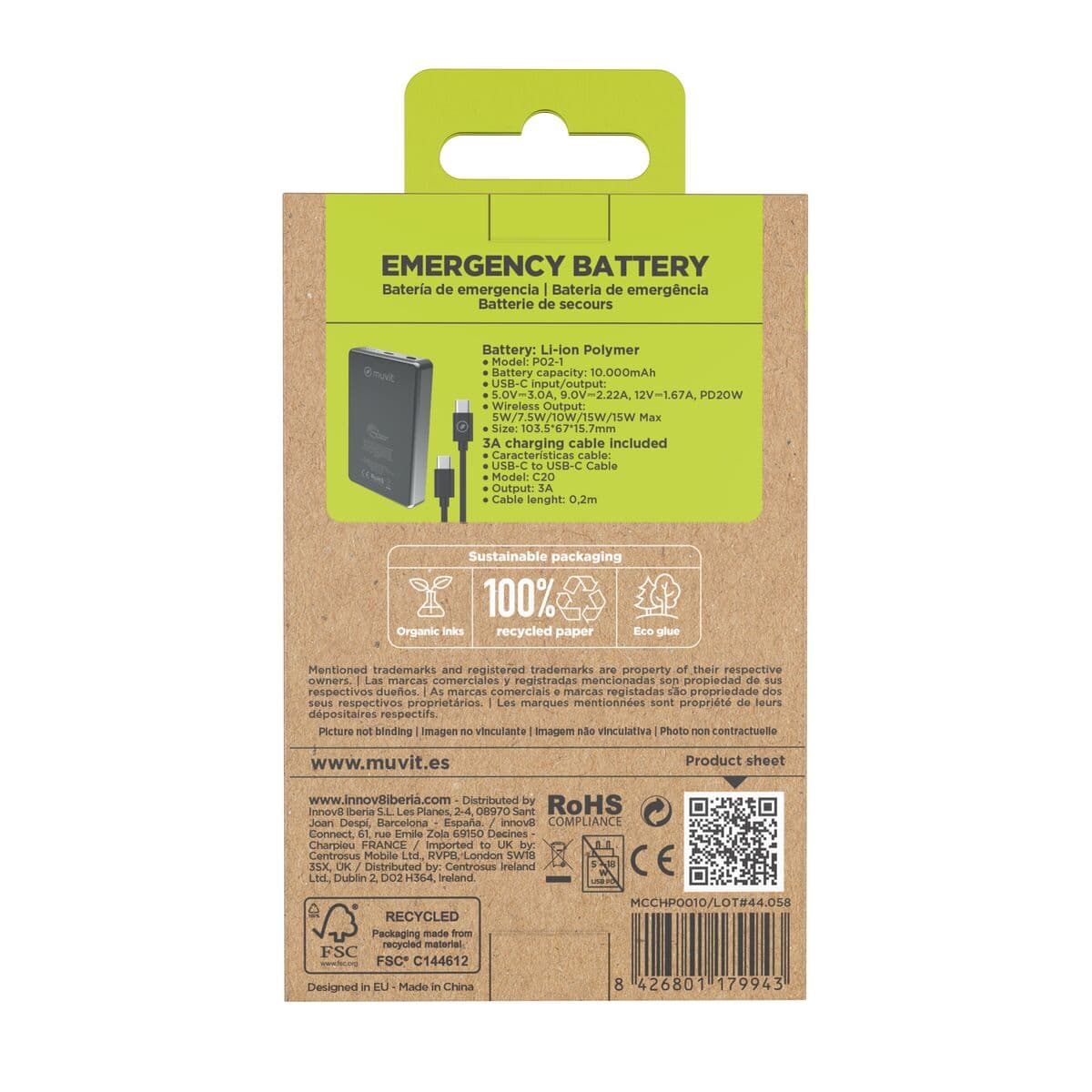 Powerbank Muvit for Change Nero Alluminio 10000 mAh - Image 6