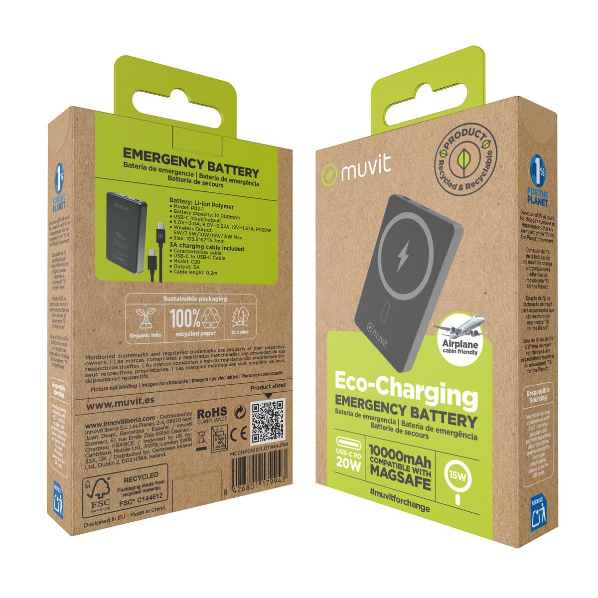 Powerbank Muvit for Change Nero Alluminio 10000 mAh - Image 8