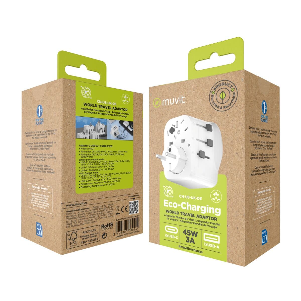 Ladrón de enchufe Muvit for Change Plástico 45 W - Image 5