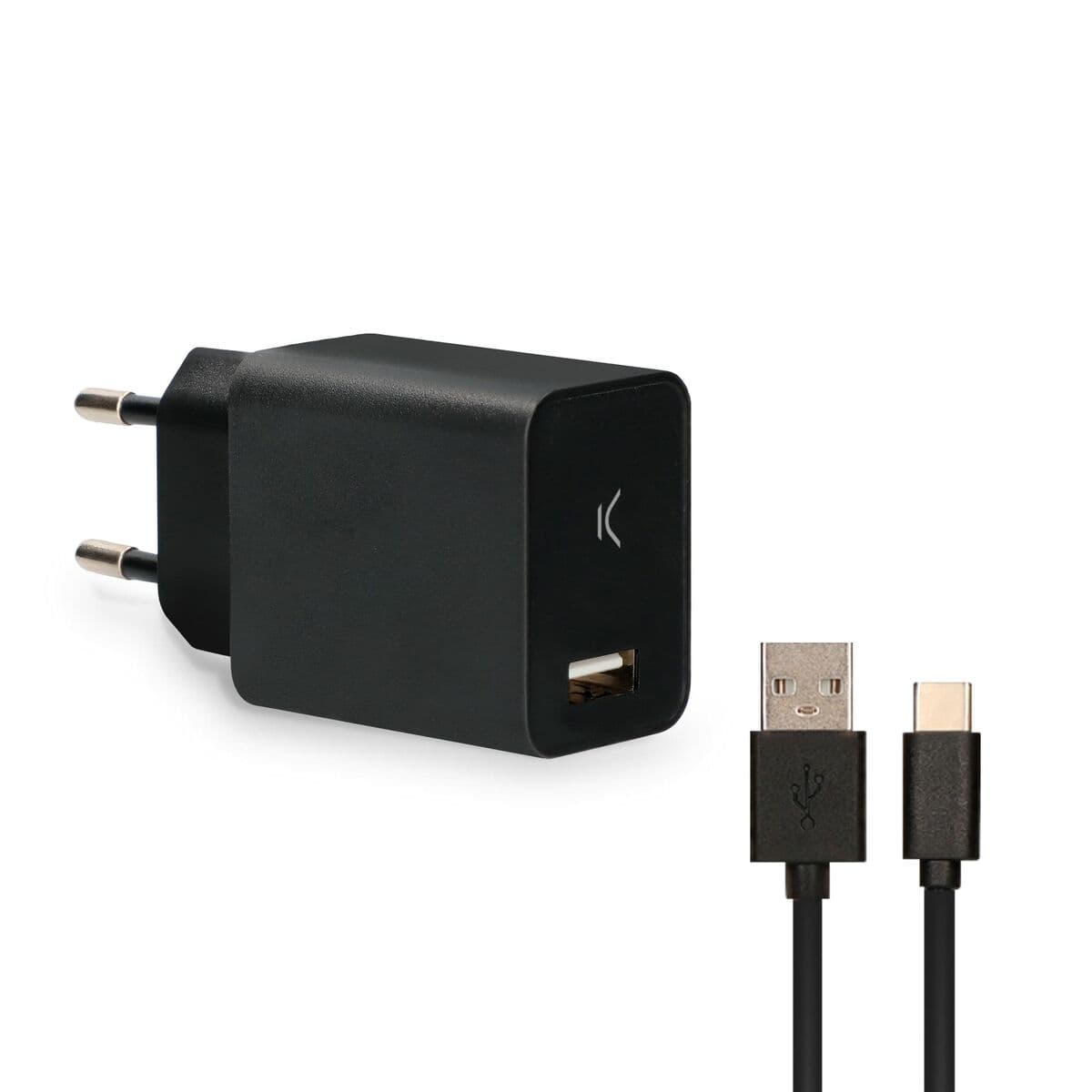 Wall Charger + USB A to USB C Cable KSIX USB Black - Image 7