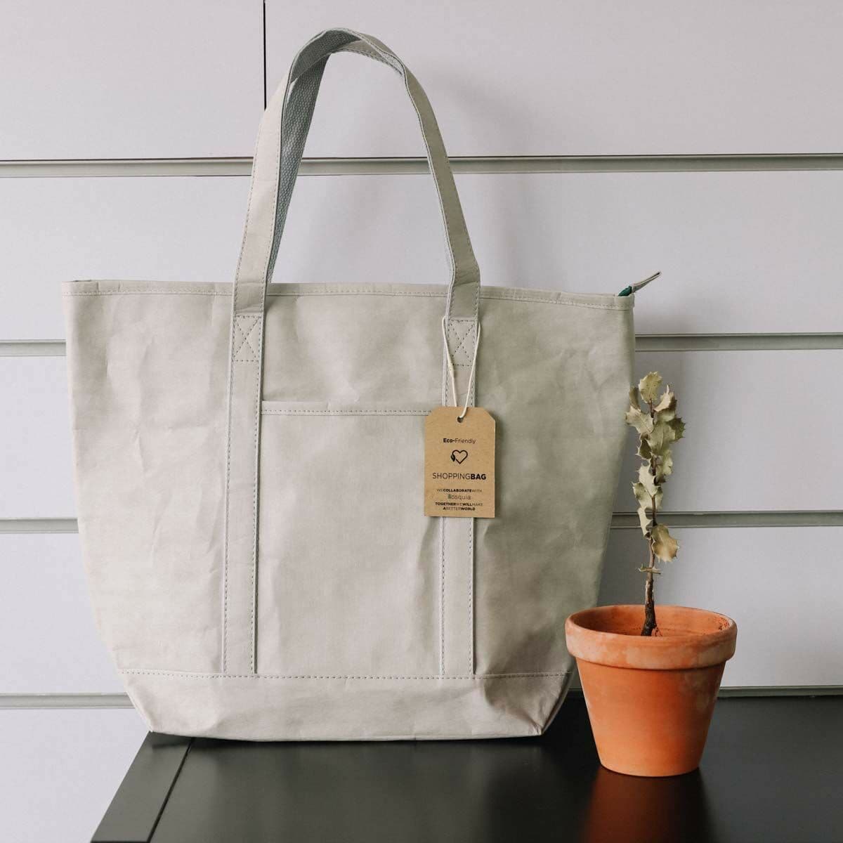 Shopping Bag KSIX Grigio Poliestere carta kraft - Image 15