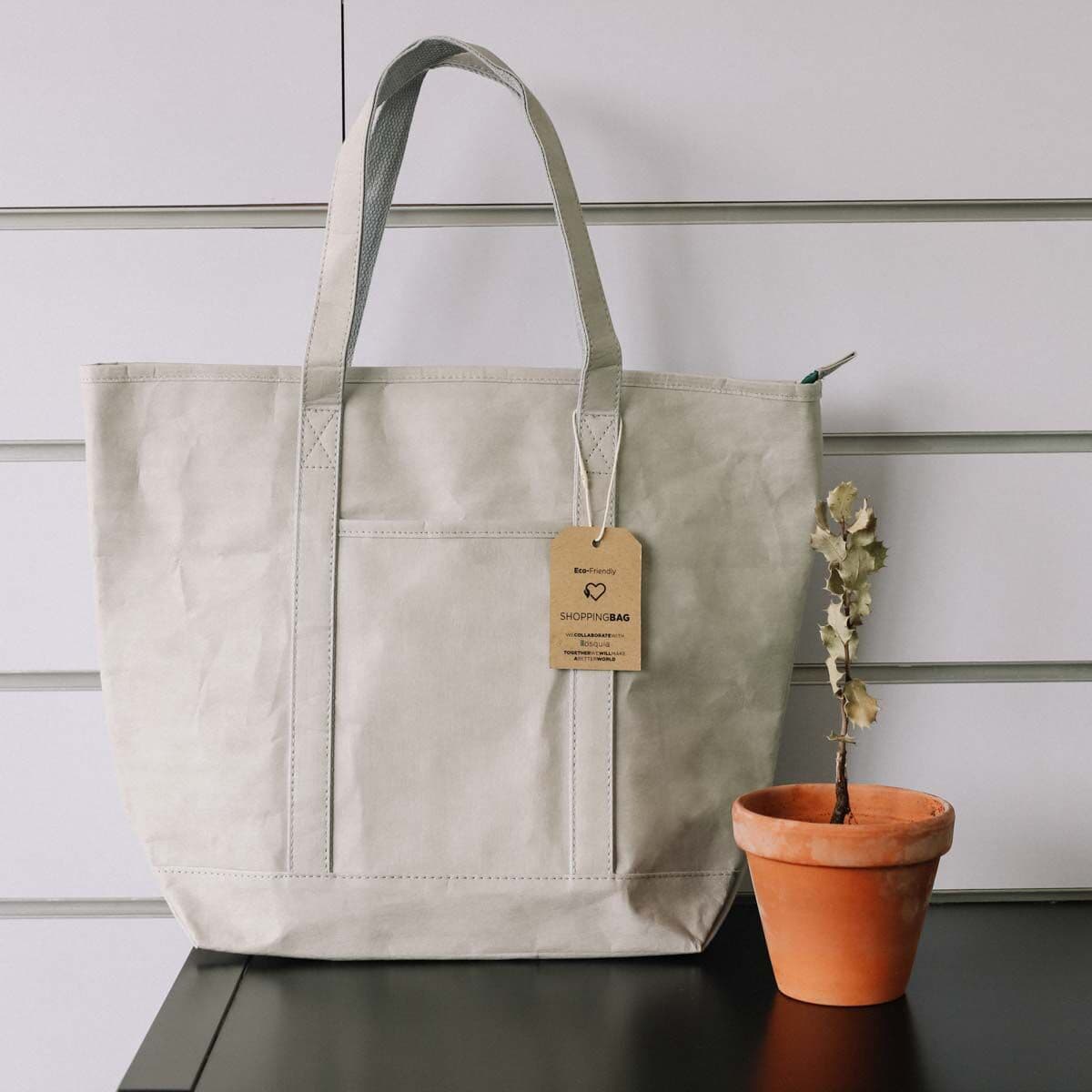 Shopping Bag KSIX Grigio Poliestere carta kraft - Image 7