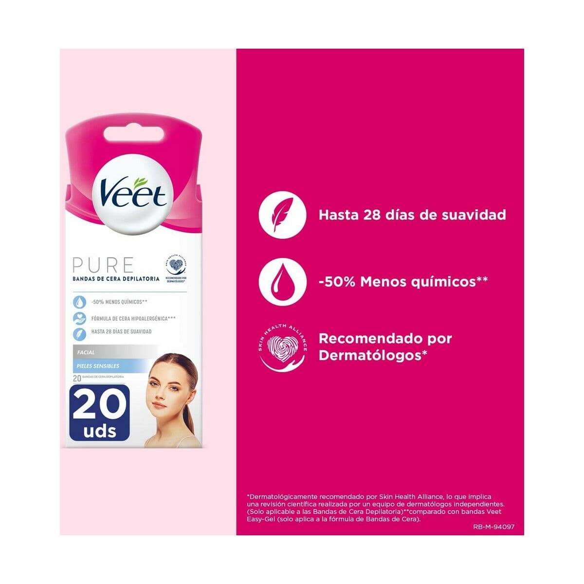 Gesichts-Enthaarungsstreifen Veet Empfindliche Haut 20 Stück - Image 2
