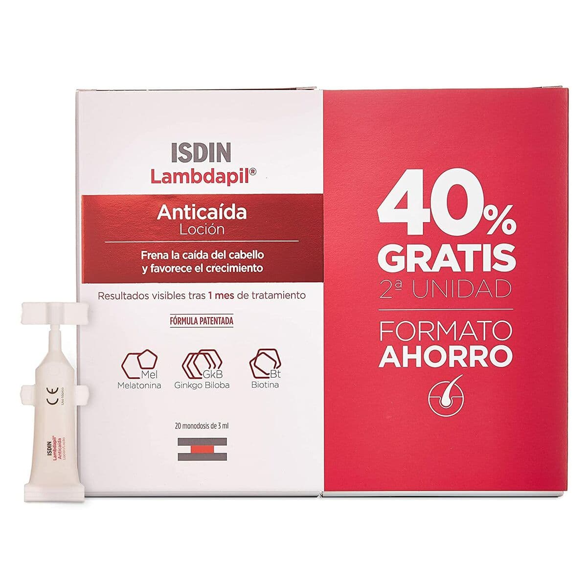 Tratamiento Anticaída Isdin Lambdapil Monodosis 40 unidades (20 Unidades)
