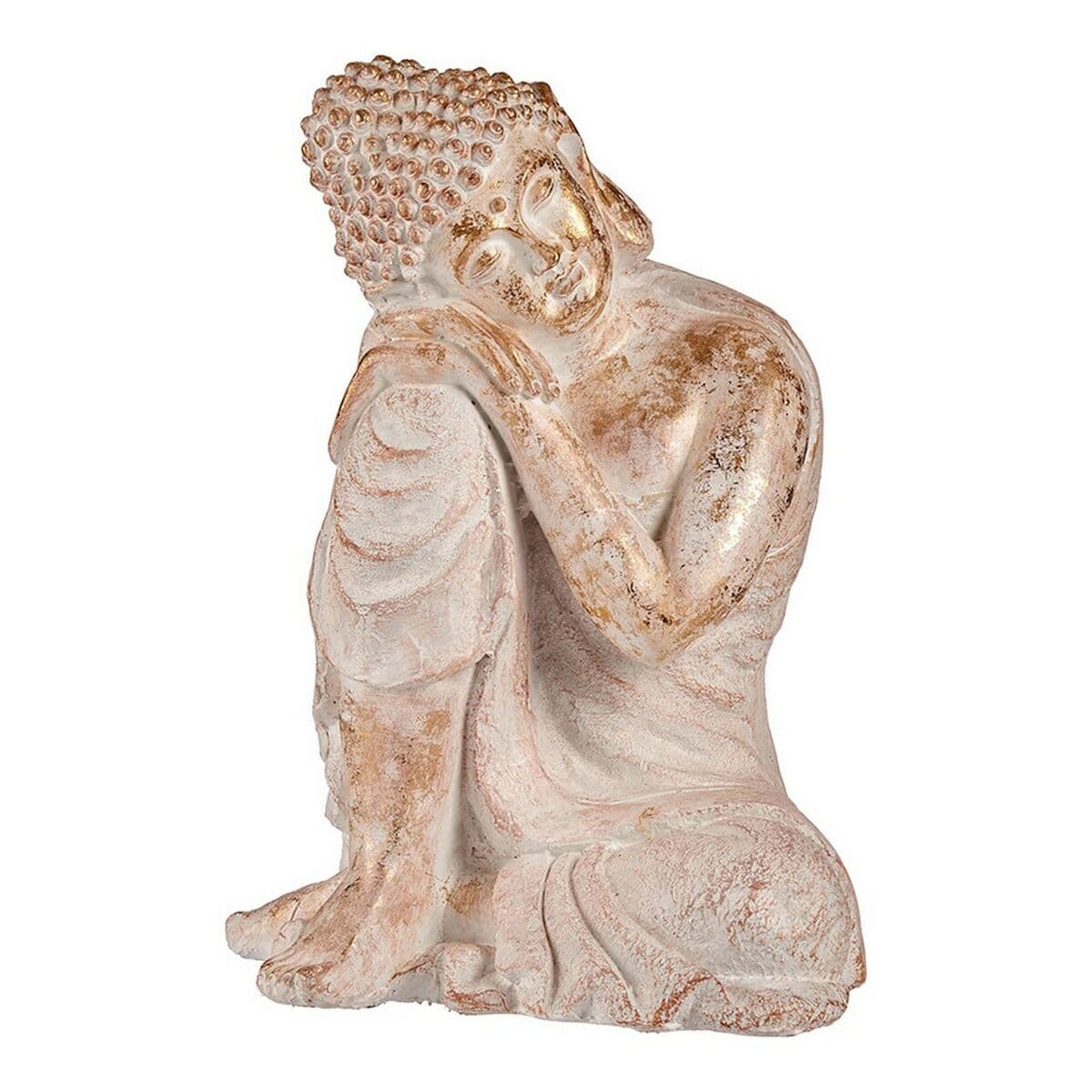 Figura Decorativa para Jardín Ibergarden Blanco Dorado Poliresina 35,5 x 54,5 x 42 cm Buda