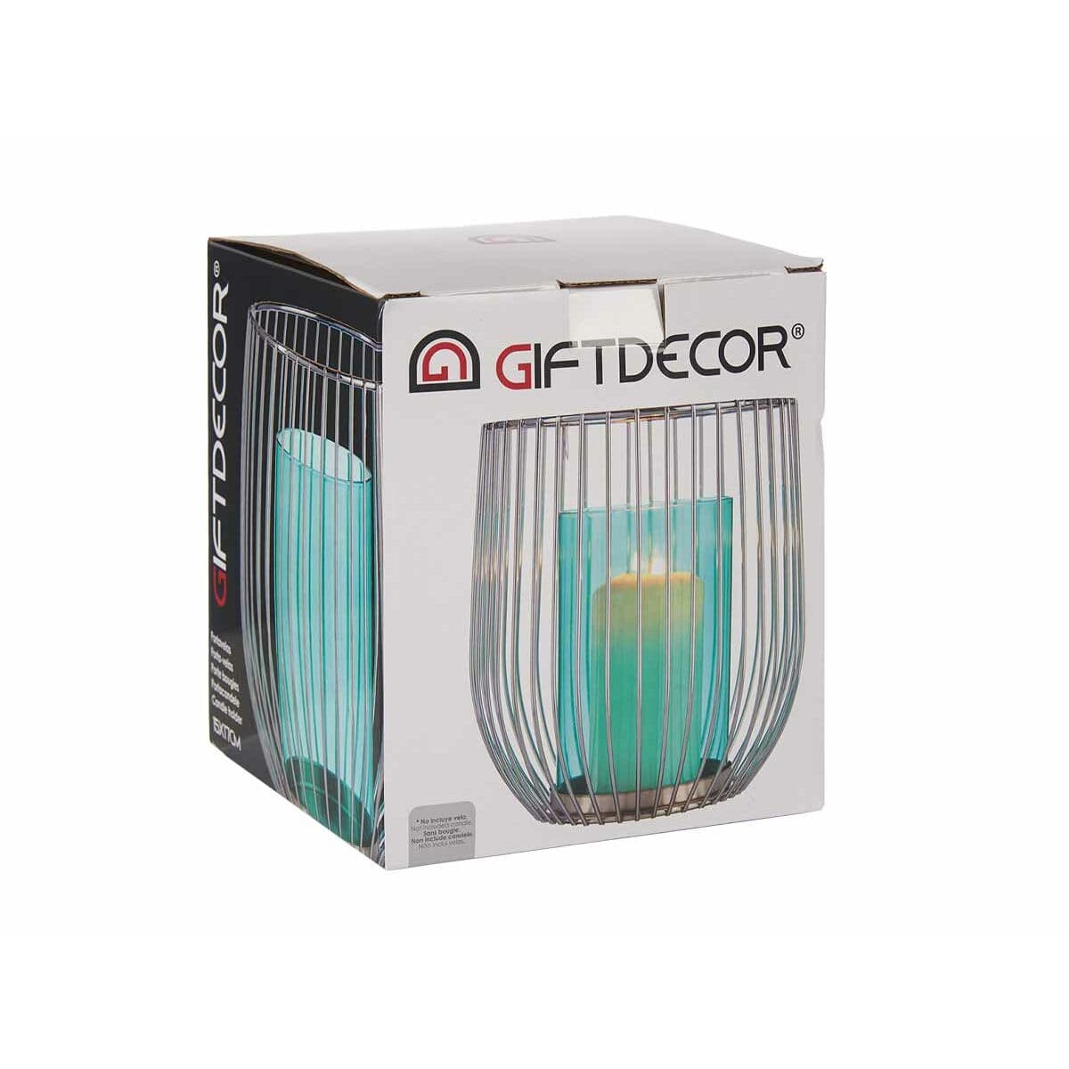 Svijećnjak Gift Decor Plava Srebrna Srebro Metal Staklo 15 x 17 x 15 cm kavez - Image 2