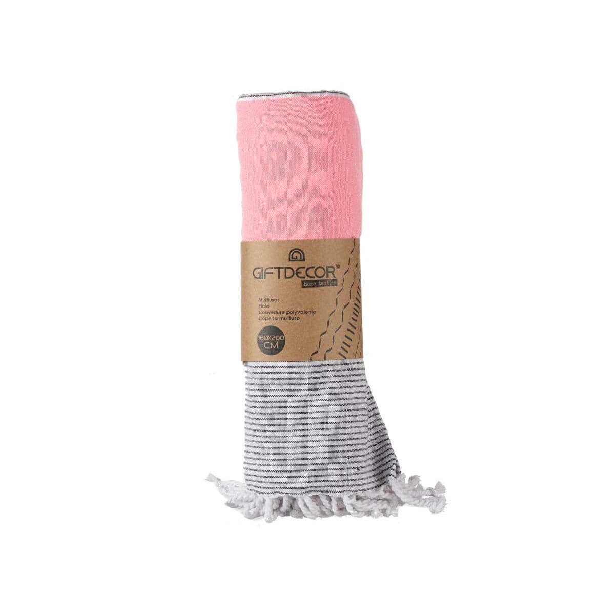 Foulard Multiusos Gift Decor Rosa 160 x 200 cm 40 x 9 x 8 cm Rayas - Image 2