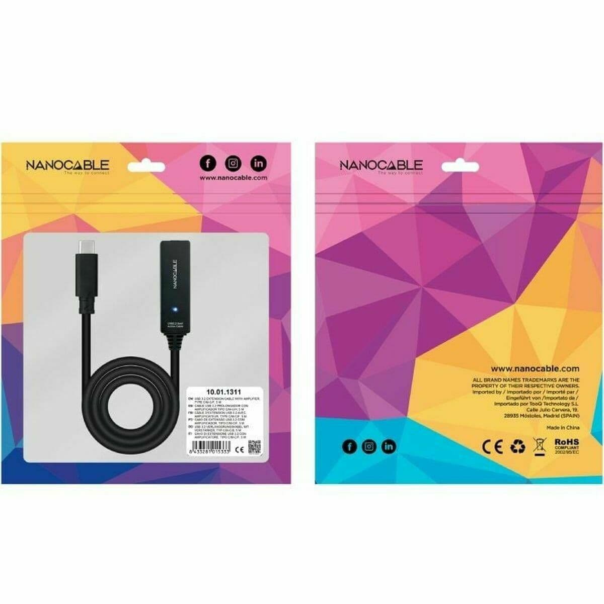 Câble USB NANOCABLE USB 3.2 amplif. C/M-C/H 5m Noir 5 m - Image 5