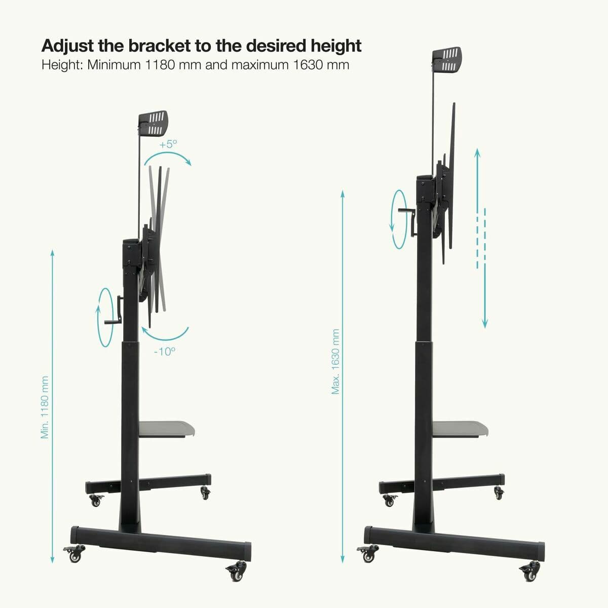 Soporte TV para suelo con ruedas TooQ FS20406HM-B 60" 100" 120 kg 130 Kg (Reacondicionado A) - Image 7