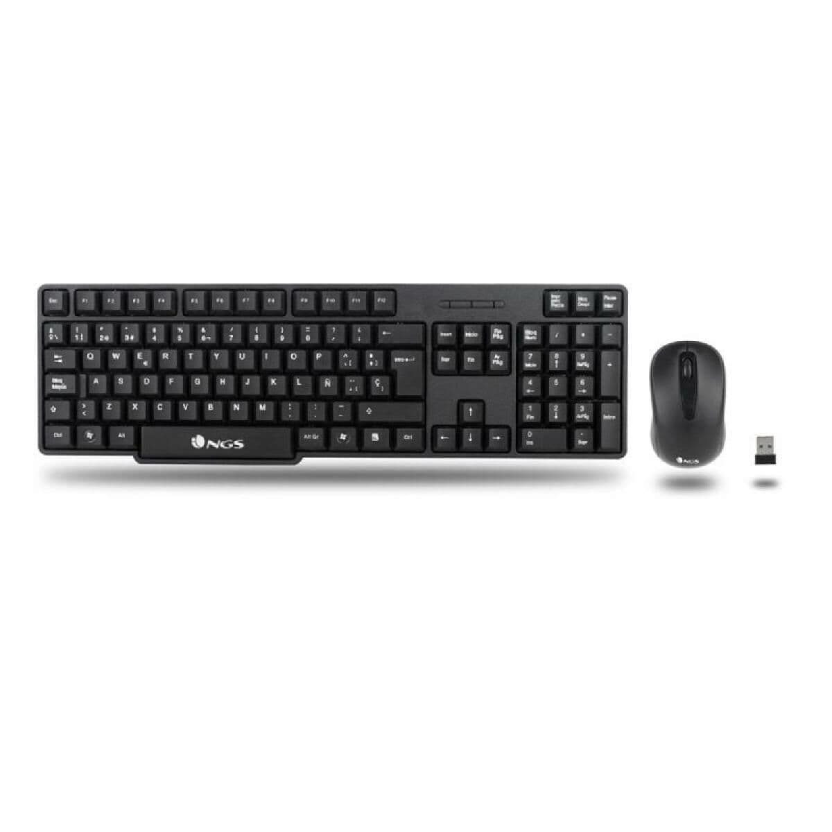 Tastatur mit Maus NGS EUPHORIA KIT Schwarz QWERTY Qwerty US Wireless