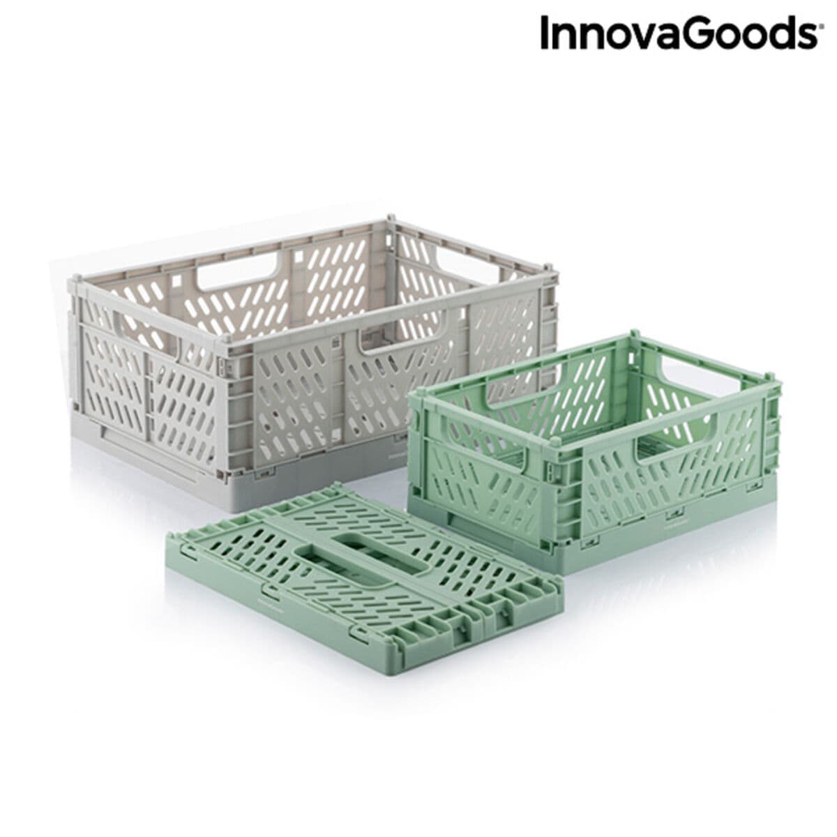 3 salokāmu un sakraujamu organizēšanas kastīšu komplekts Boxtor InnovaGoods V0103244 Plastmasa 3 Daudzums (Atjaunots B)