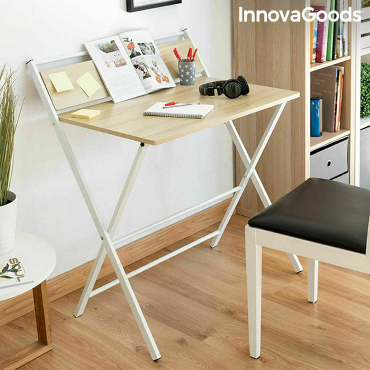 Klappbarer Schreibtisch mit Ablage InnovaGoods Tablezy Holz (Restauriert A) - Image 11