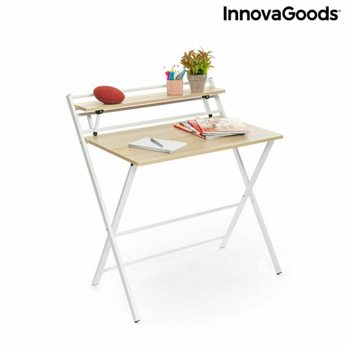 Klappbarer Schreibtisch mit Ablage InnovaGoods Tablezy Holz (Restauriert A) - Image 4