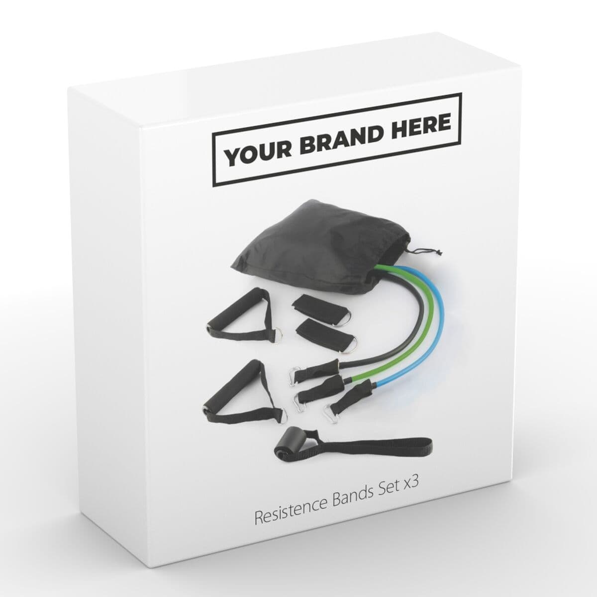 Set med motståndsband, tillbehör och träningsguide White Label 3 antal (Renoverade B) - Image 2