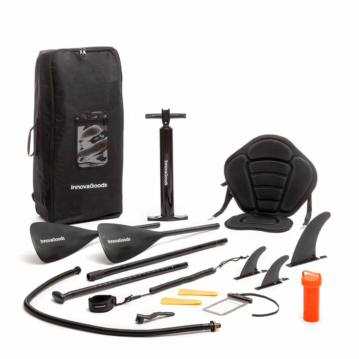 2-i-1 uppblåsbar paddel surfbräda med säte och tillbehör Siros InnovaGoods Orange 10'5" 320 cm (Renoverade A) - Image 28