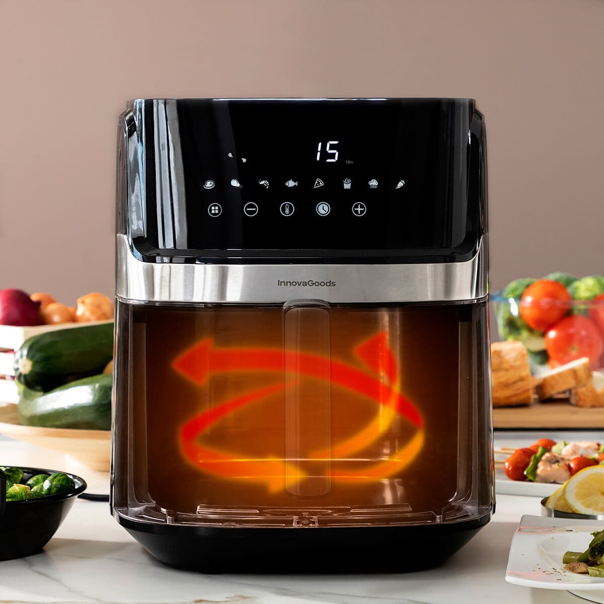 Heißluftfritteuse InnovaGoods Fryinn View 6500 Schwarz 1700 W 6,5 L Edelstahl - Image 2