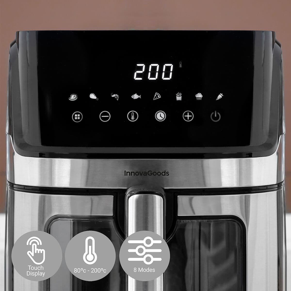 Heißluftfritteuse InnovaGoods Fryinn View 6500 Schwarz 1700 W 6,5 L Edelstahl - Image 5