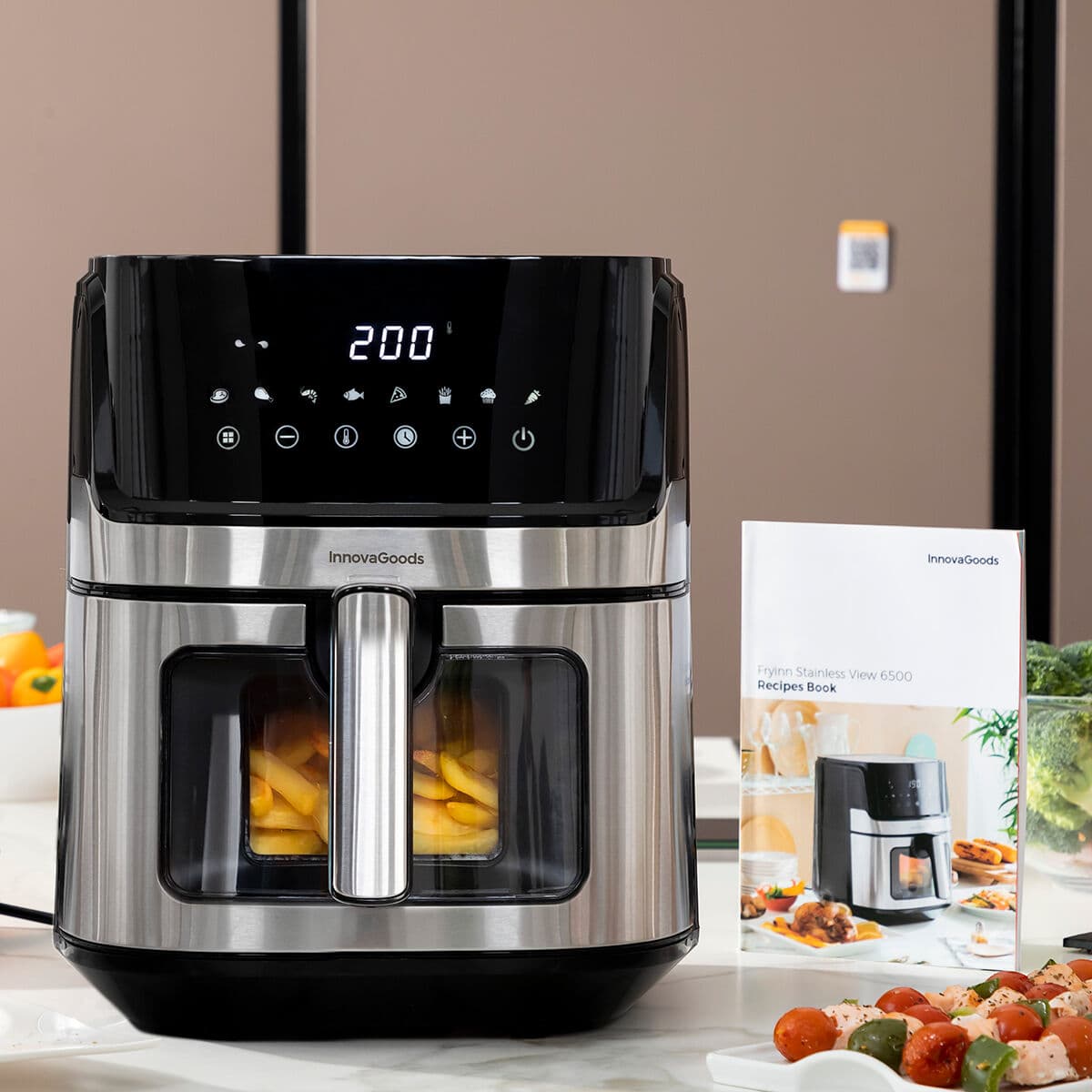 Heißluftfritteuse InnovaGoods Fryinn View 6500 Schwarz 1700 W 6,5 L Edelstahl - Image 6