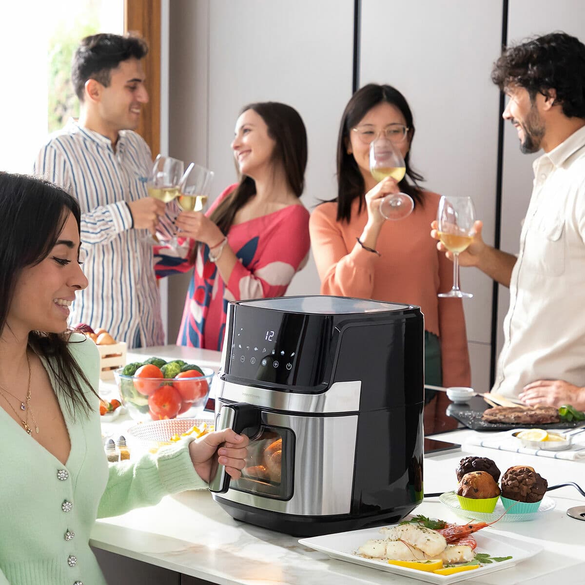 Karstā gaisa fritieris InnovaGoods Window Melns 1700 W 6,5 L Nerūsējošais tērauds (Atjaunots A) - Image 8