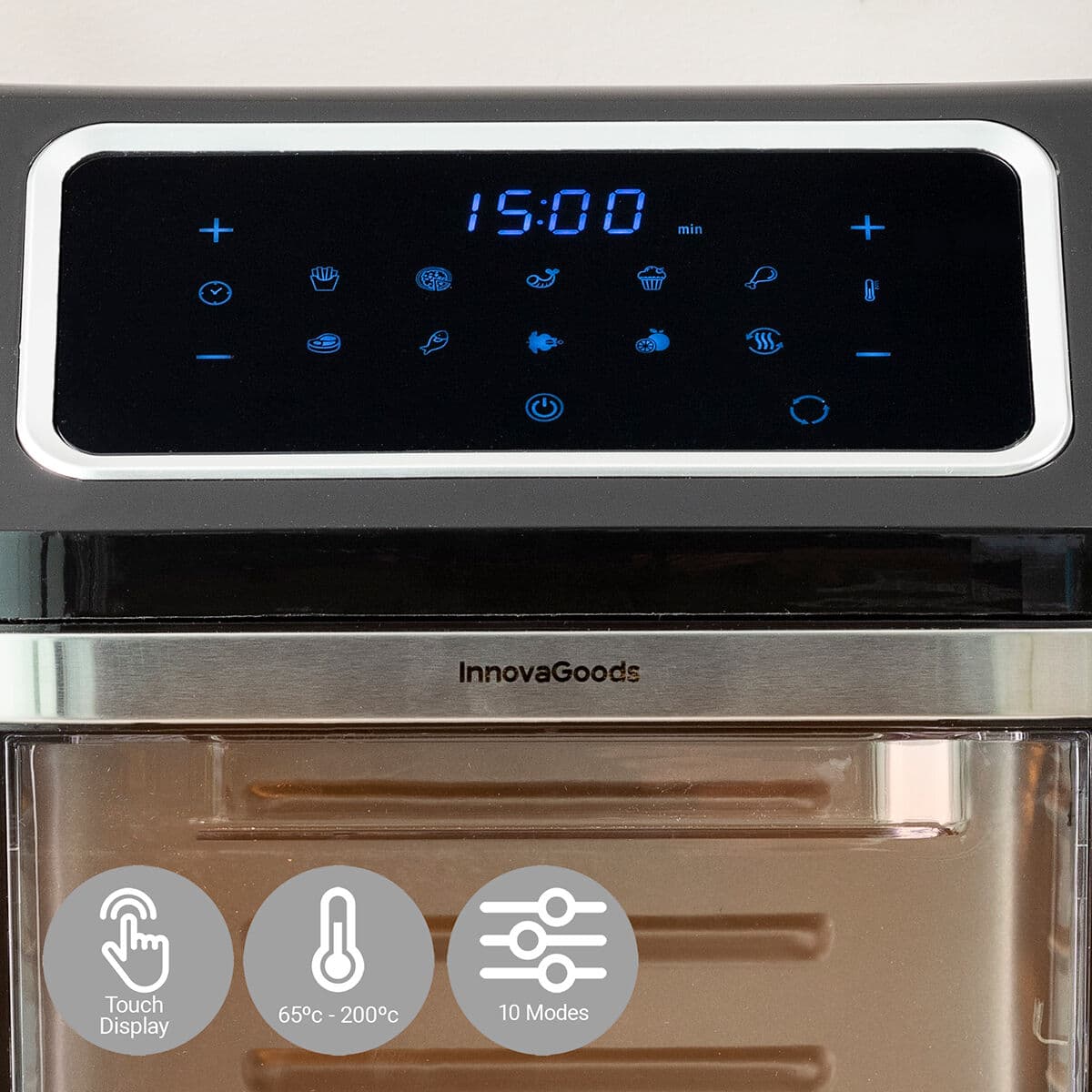 Karstā gaisa fritieris InnovaGoods Melns 1800 W 12 L Nerūsējošais tērauds (Atjaunots A) - Image 9