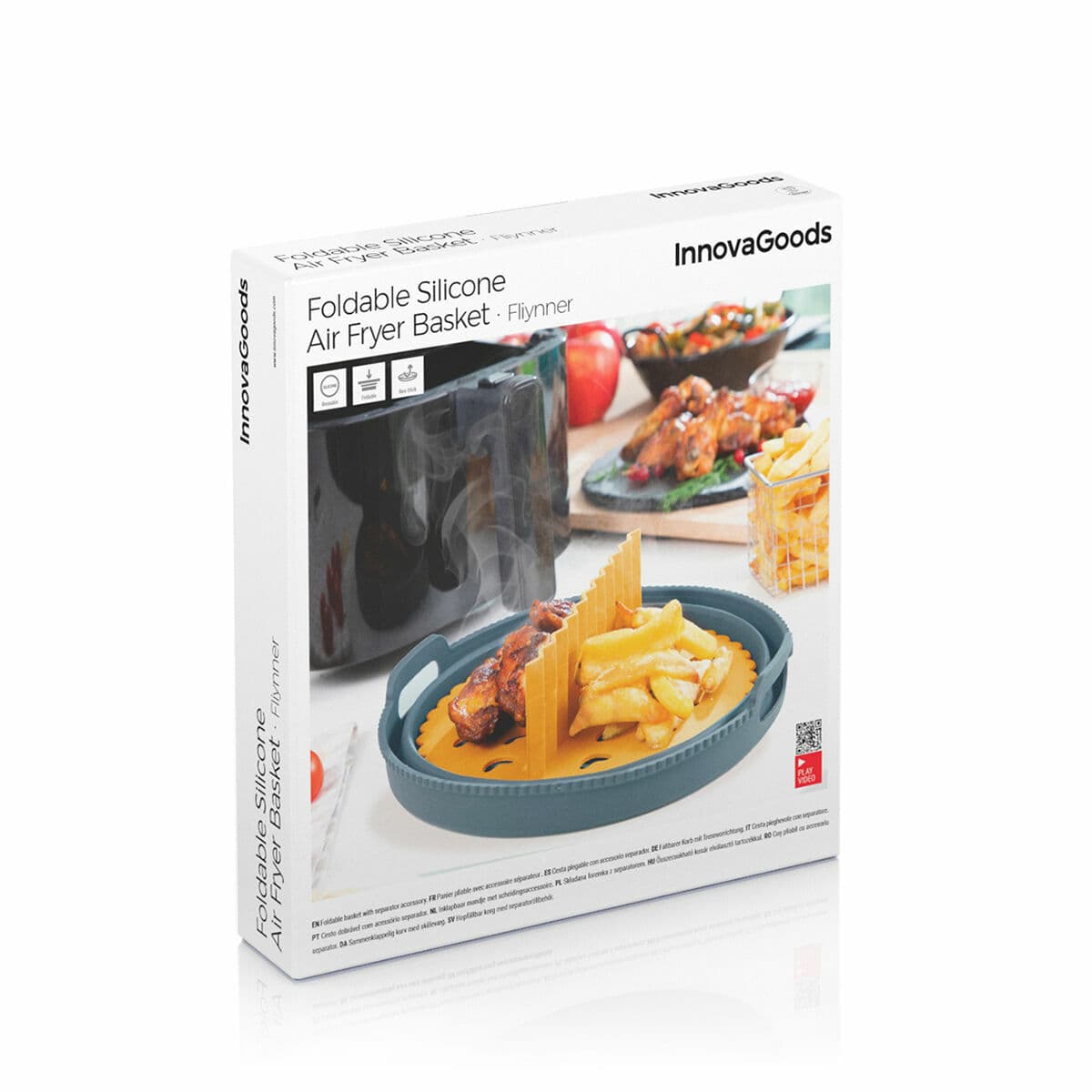 Składany silikonowy koszyk do frytkownicy na gorące powietrze Fliynner InnovaGoods Szary 1 L (Odnowione B) - Image 12