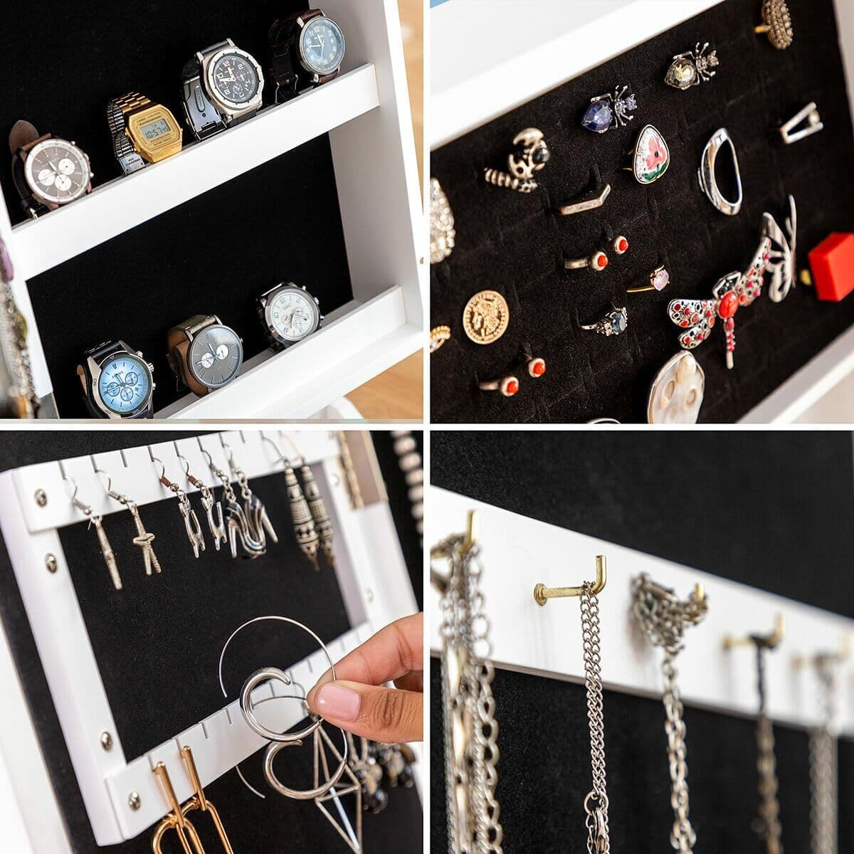 Specchio Portagioie da Terra con LED InnovaGoods Bianco Legno Plastica (Ricondizionati A) - Image 18