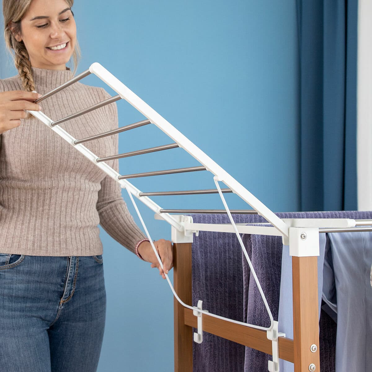 Vertikaler klappbarer Wäscheständer mit Rädern Dreeyl InnovaGoods 38 Stangen - Image 3