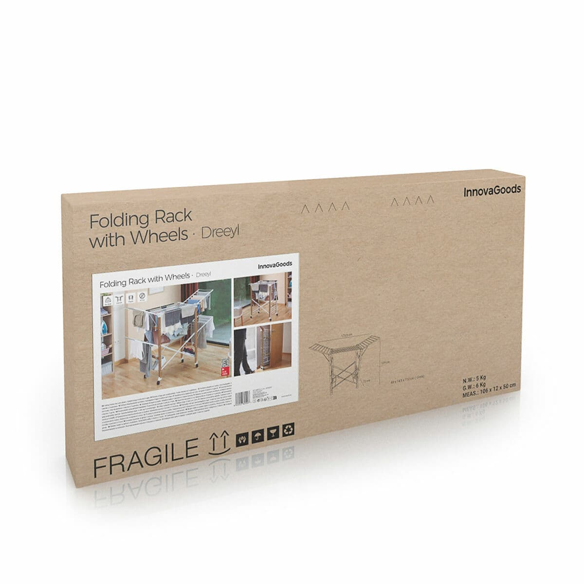 Vertikaler klappbarer Wäscheständer mit Rädern Dreeyl InnovaGoods 38 Stangen - Image 12