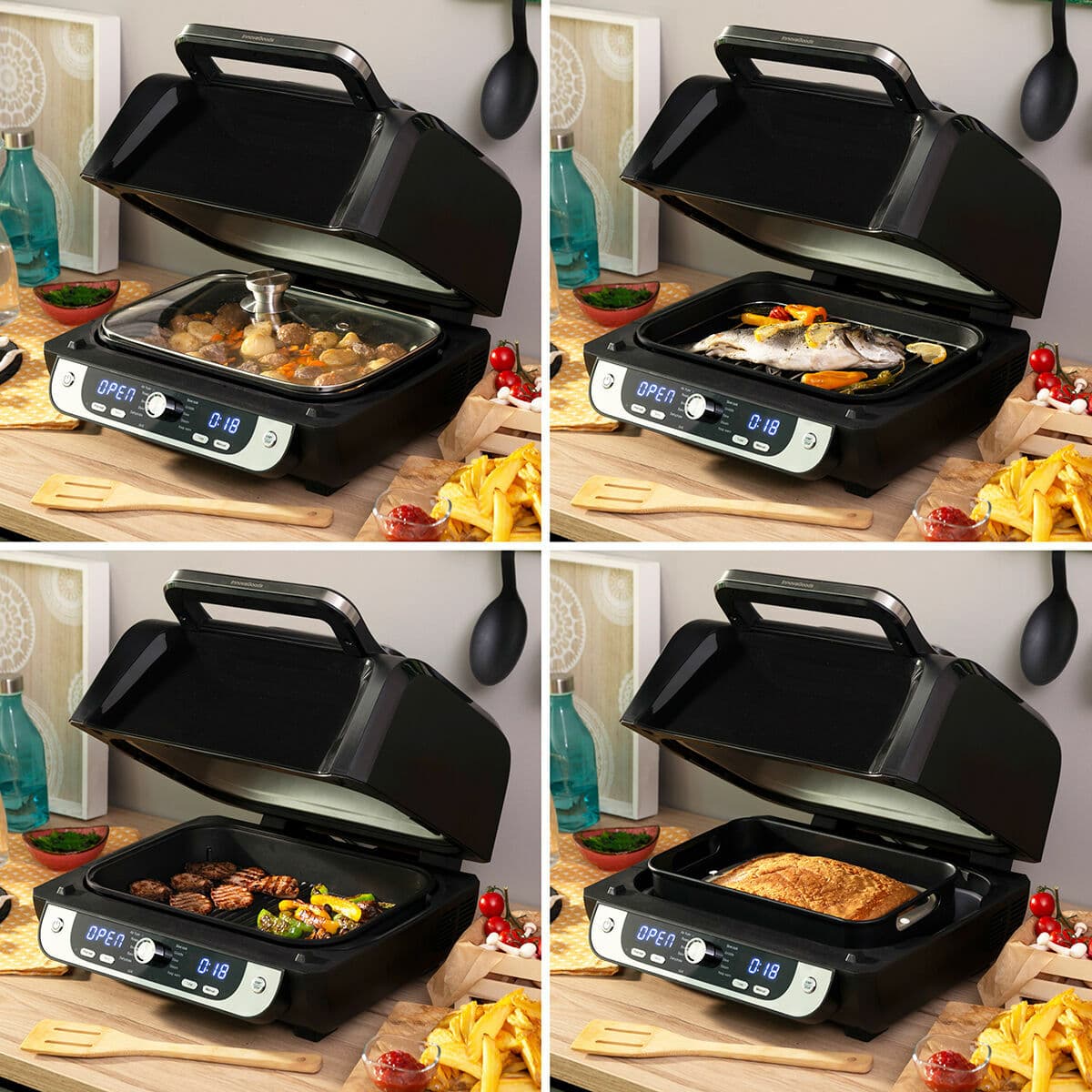 Luftfritös med Grill, Tillbehör och Receptbok InnovaGoods Fryinn 12-in-1 6000 Svart Stål 3400 W 6 L - Image 4