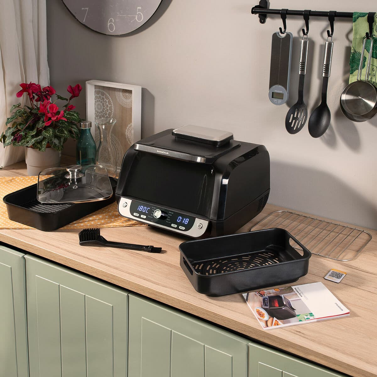 Luftfritös med Grill, Tillbehör och Receptbok InnovaGoods Fryinn 12-in-1 6000 Svart Stål 3400 W 6 L - Image 7