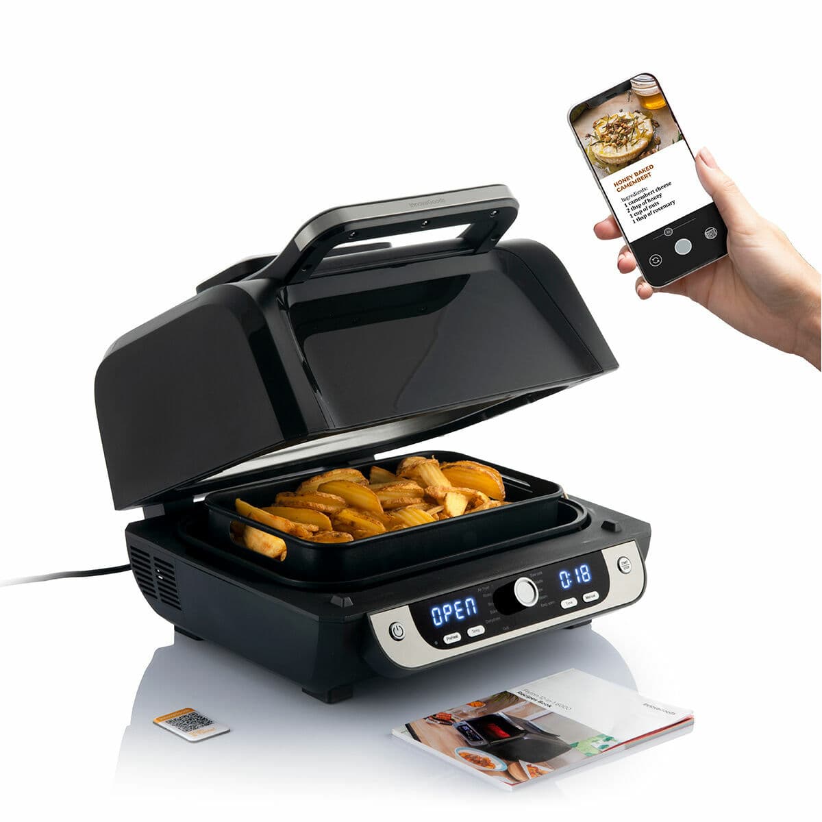 Luftfritös med Grill, Tillbehör och Receptbok InnovaGoods Fryinn 12-in-1 6000 Svart Stål 3400 W 6 L - Image 12