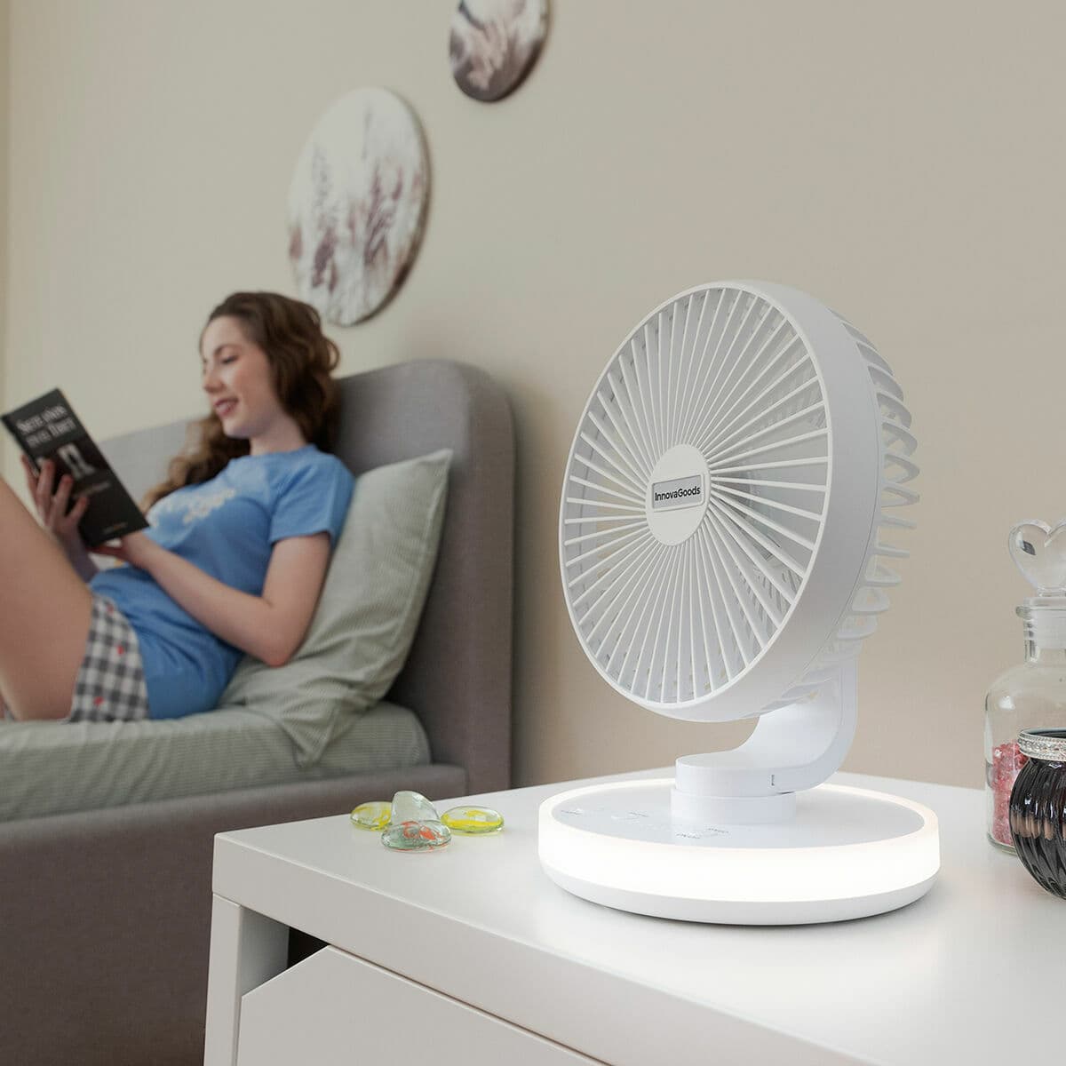 Tischventilator mit Akku und LED FanLed InnovaGoods Ø6,6'' 4000 mAh - Image 9