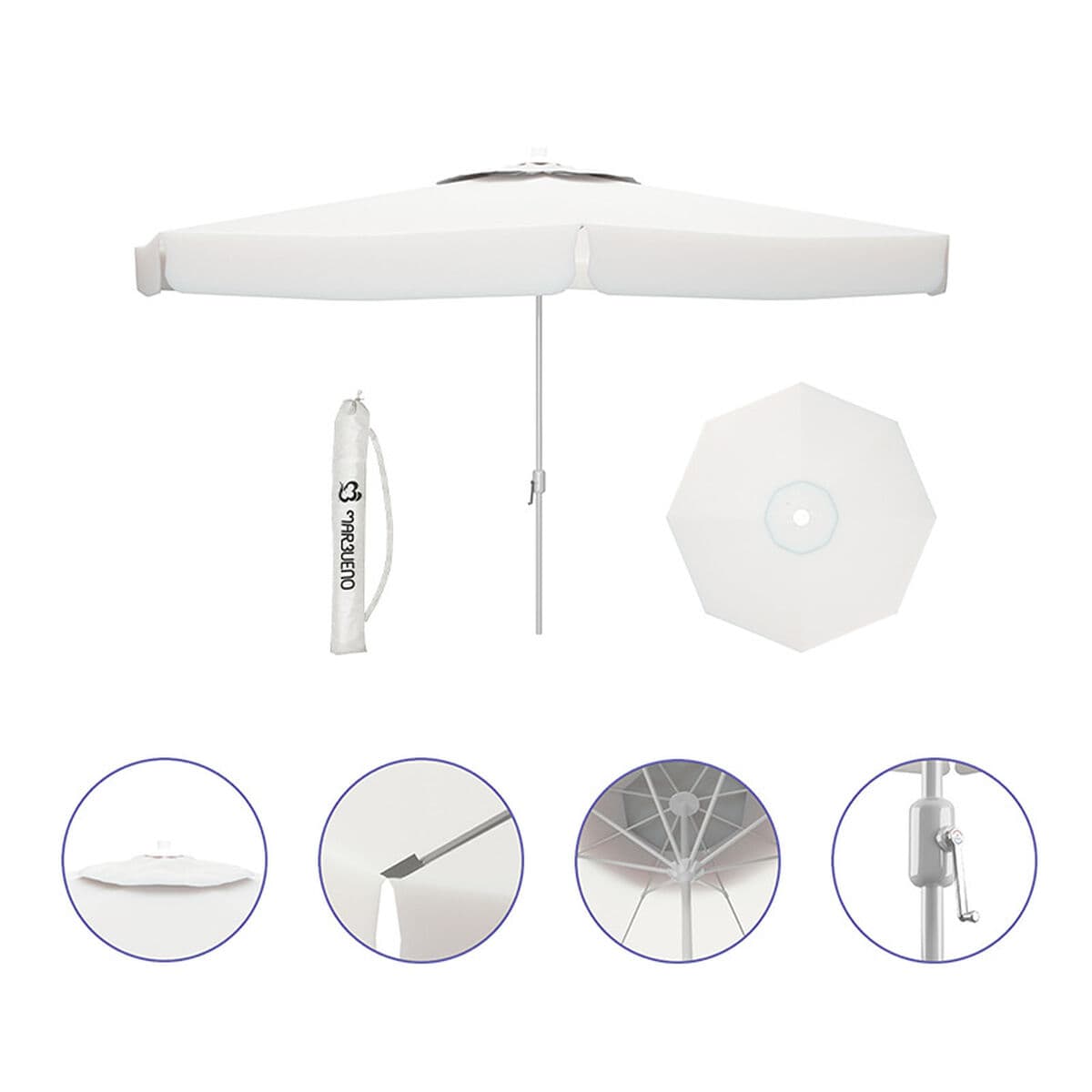 Napernyő Marbueno Vit Polyester Aluminium Ø 300 cm - Image 2