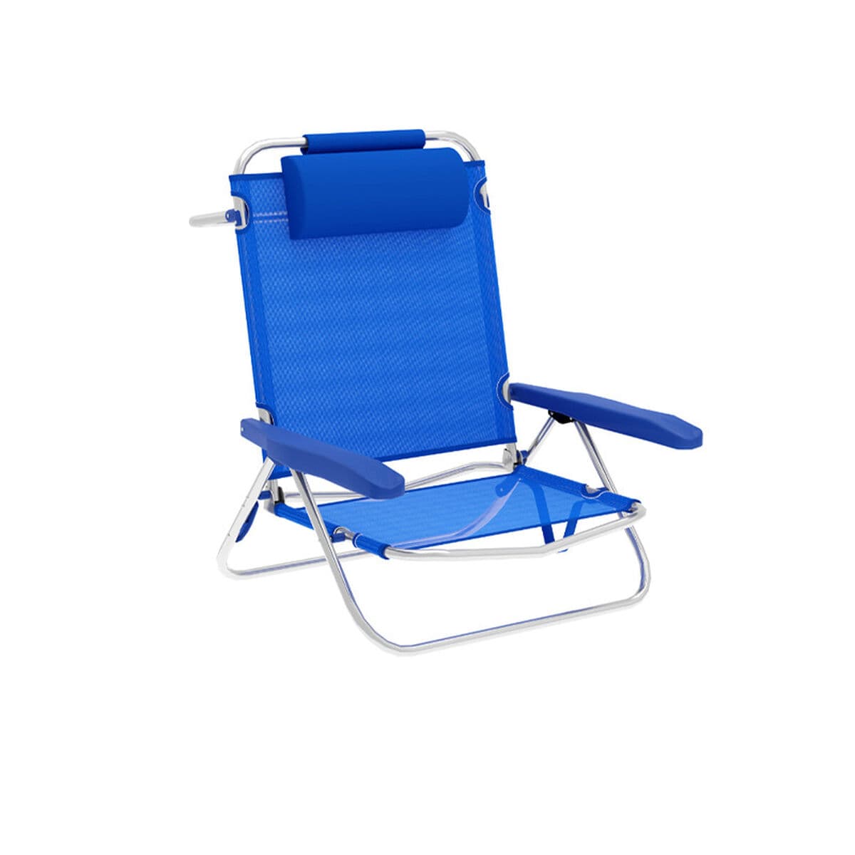 Marbueno Silla Plegable 5 Posiciones Aluminio con Cojin Azul Playa y Piscina 61X68X82 cm 10243