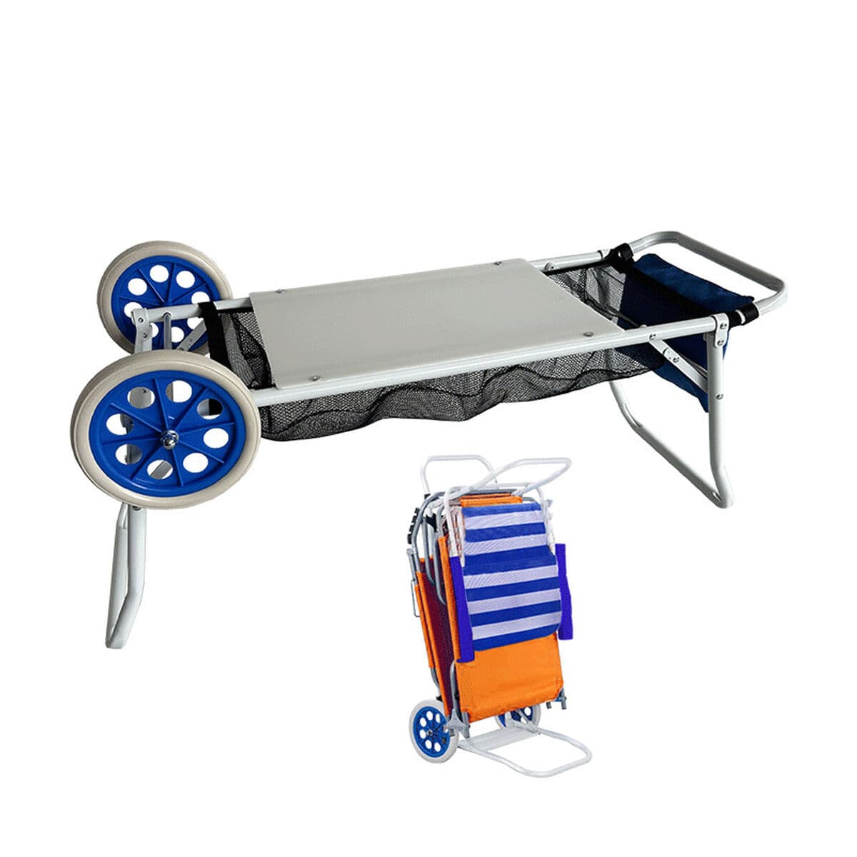 Marbueno Carrito Portasillas Acero Convertible Mesa Camping y Playa 108X51X51 cm 10362 - Image 2