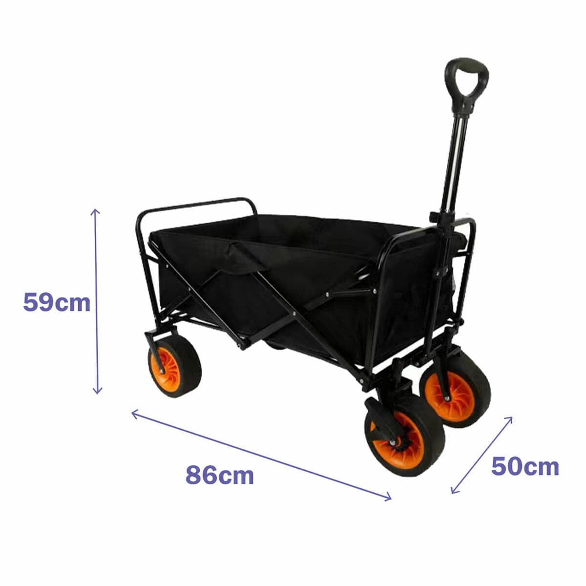 Marbueno Carrito Multiusos Plegable Acero 200 KG Negro Jardin, Playa y Camping 86X50X59 cm 10478 - Image 2