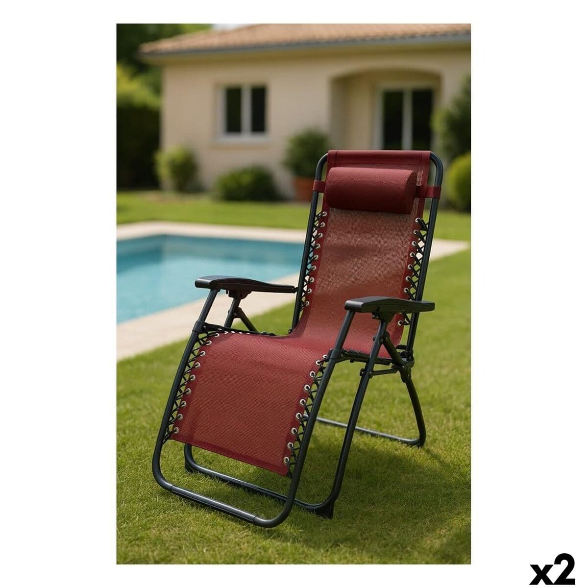 Hopfällbar campingstol Marbueno Bordeaux 2 antal - Image 2