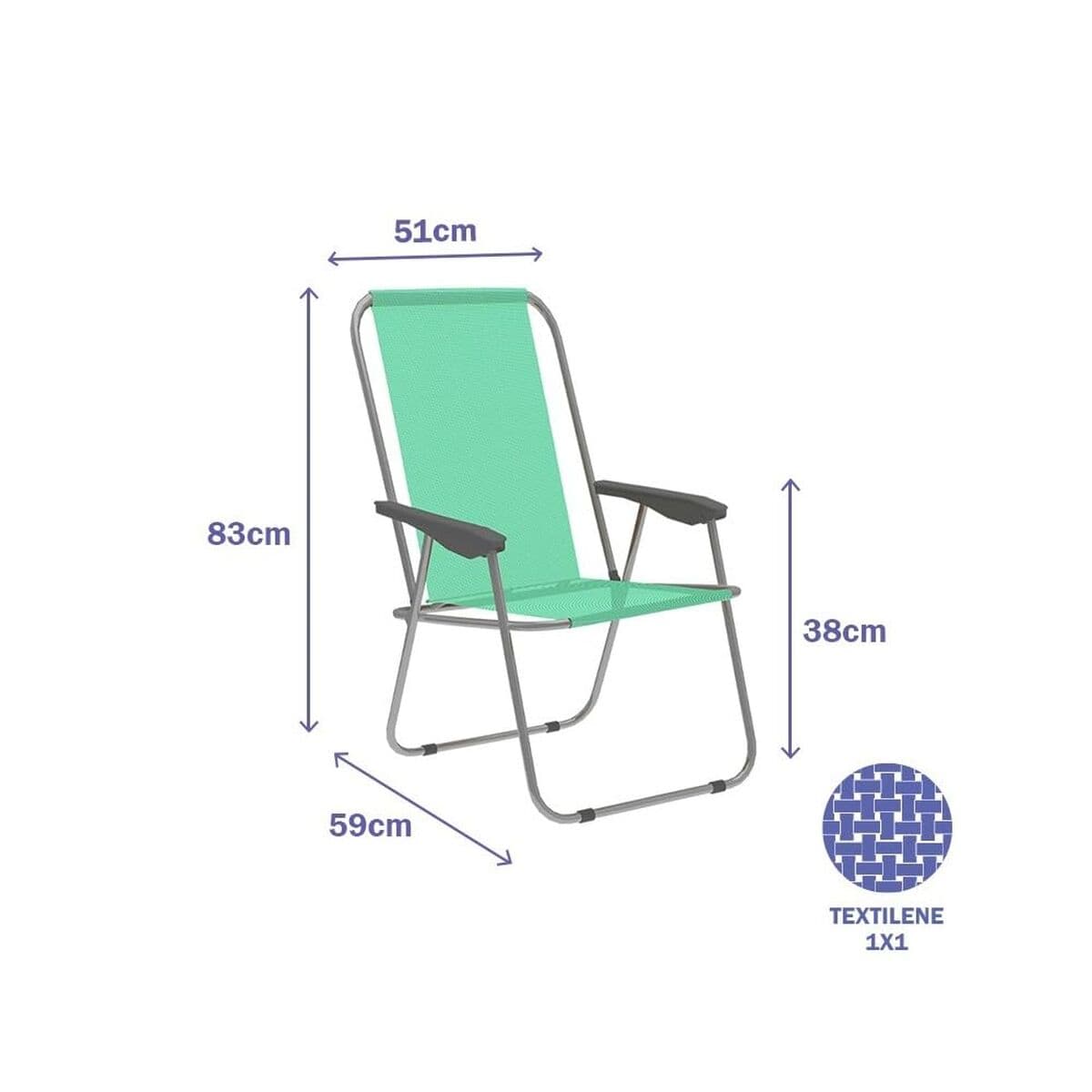 Gepolsterte Campingstuhl Marbueno grün 59 x 83 x 51 cm
