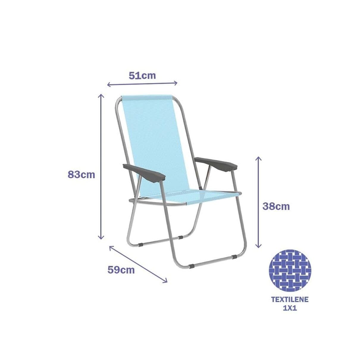 Gepolsterte Campingstuhl Marbueno Blau 59 x 83 x 51 cm